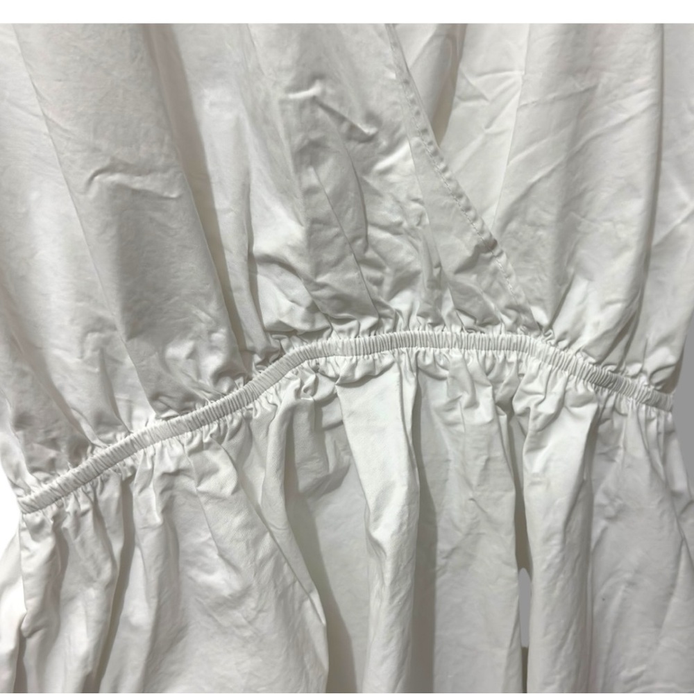 Zara | NWOT Turkey 100% Cotton White Poplin Wrap Shirt Dress (size M) - Picture 6 of 15
